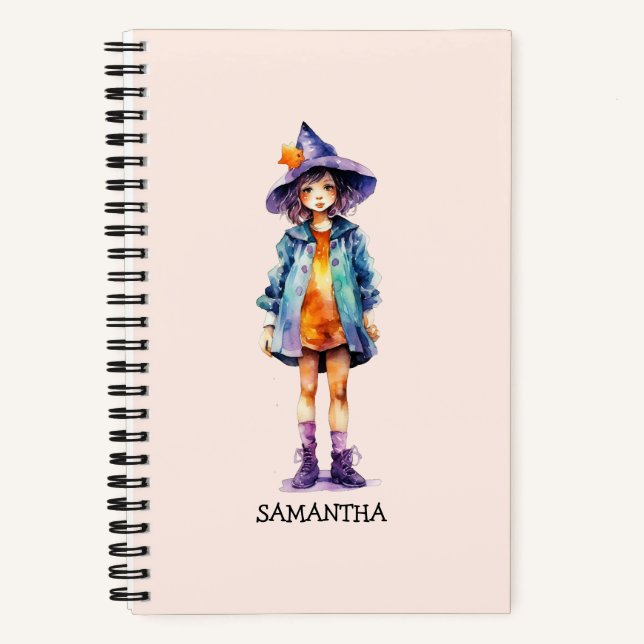 Cuaderno Pastel Cute Witch Chica Halloween Estética (Anverso)