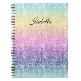 Cuaderno Pastel de arcoiris con nombre de guión o tu texto