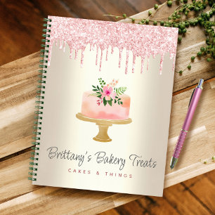Cuaderno Pastel de Bizcochería Rosado con Brillos que Gotea