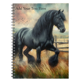 Cuaderno Pastel de Caballo Negro Fresian Valla Rústica