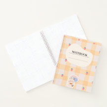 Cuaderno pastel de conejito de fresa a cuadros Kaw