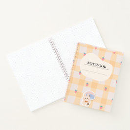 Cuaderno pastel de conejito de fresa a cuadros Kaw