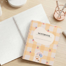 Cuaderno pastel de conejito de fresa a cuadros Kaw