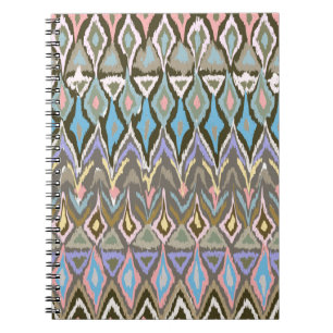 Cuaderno Pastel de impresión étnica ikat pintado con arcoir