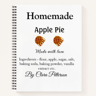 Cuaderno pastel de manzana casero hecho con amor agrega ing