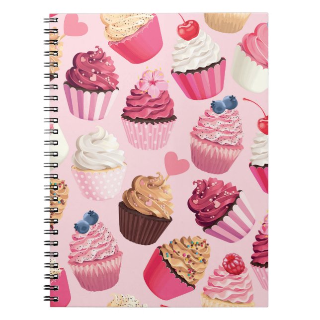 Cuaderno Pastel De Pastel Rosa: Patrón Vintage. (Frente)