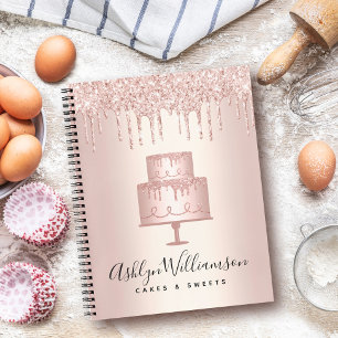 Cuaderno Pastel de pastelería Rosa de oro Purpurina de oro 