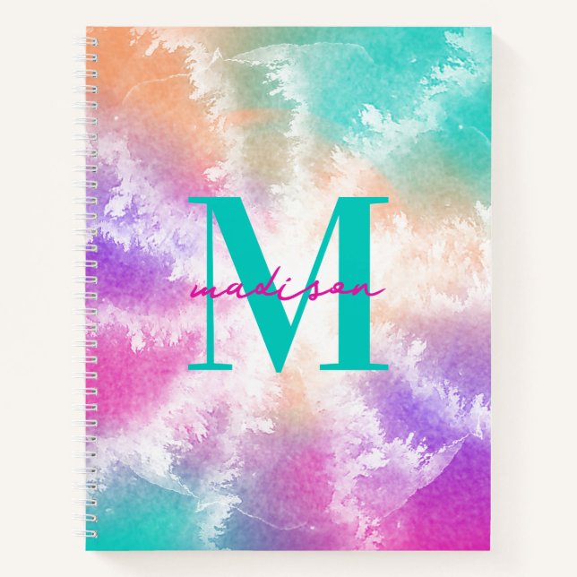 Cuaderno Pastel de tinte rosado Naranja Verde azulado Monog (Anverso)