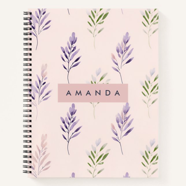 Cuaderno Pastel Elegante de Lavanda Personalizado Pastel (Anverso)