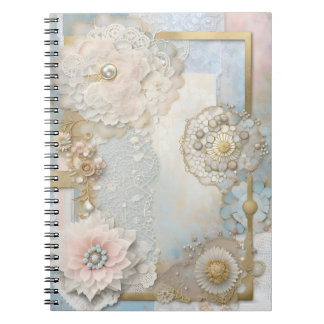 Cuaderno pastel en fleurs et décoration baroque girly