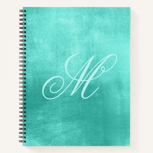 Cuaderno Pastel Fancy Monograma Relieve metalizado Turquesa (Anverso)