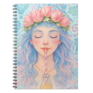 Cuaderno Pastel Flor de Tulipán Soñador Corona Niñ