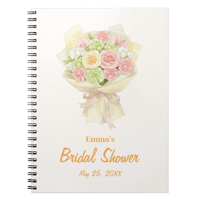 Cuaderno Pastel Floral Bridal Shower bouquet wedding  (Frente)