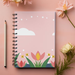 Cuaderno Pastel Floral con nombre de personalizable rosa cl