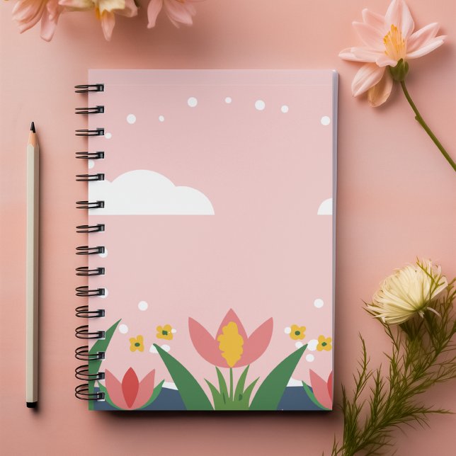 Cuaderno Pastel Floral con nombre de personalizable rosa cl (Pastel Floral in light pink customizable name Notebook)