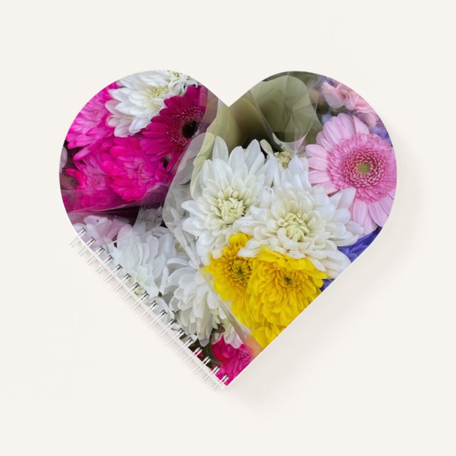 Cuaderno Pastel Floral Rosa, Crisantemo Amarillo y Blanco (Anverso)