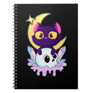 Cuaderno Pastel Gótico Moon Wiccan Animal Cat Skull