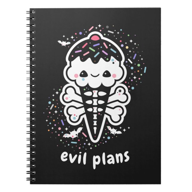 Cuaderno Pastel Grunge Cute Helado Cráneo (Frente)