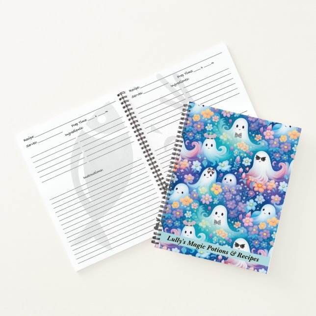 Cuaderno Pastel Halloween Cute Fantasma Retro Floral (Interior)
