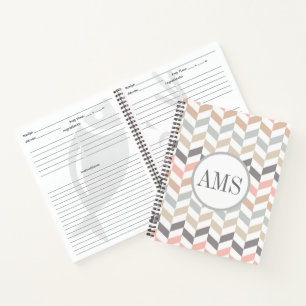 Cuaderno Pastel Herringbone Monograma Receta