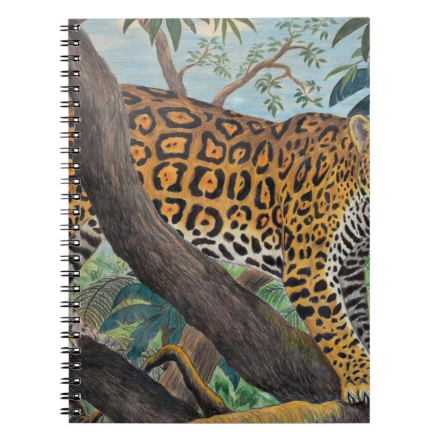 Cuaderno Pastel jaguar: dibujo de la jungla. (Frente)