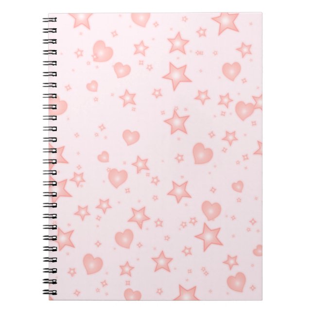 Cuaderno Pastel Kawaii Hearts & Stars – Cute Girly Pink (Frente)