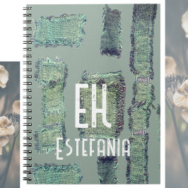 Cuaderno Pastel monograma sage abstracto oliva verde modern