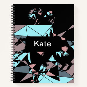 Cuaderno Pastel negro azul rosa gris abstracto