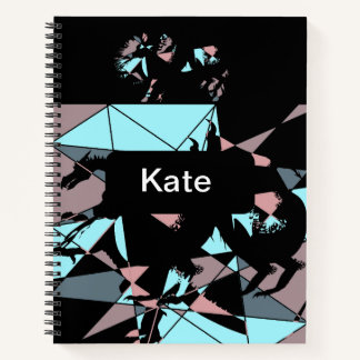 Cuaderno Pastel negro azul rosa gris abstracto