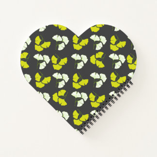 Cuaderno Pastel-Neon Ginko Leaves on Black Background