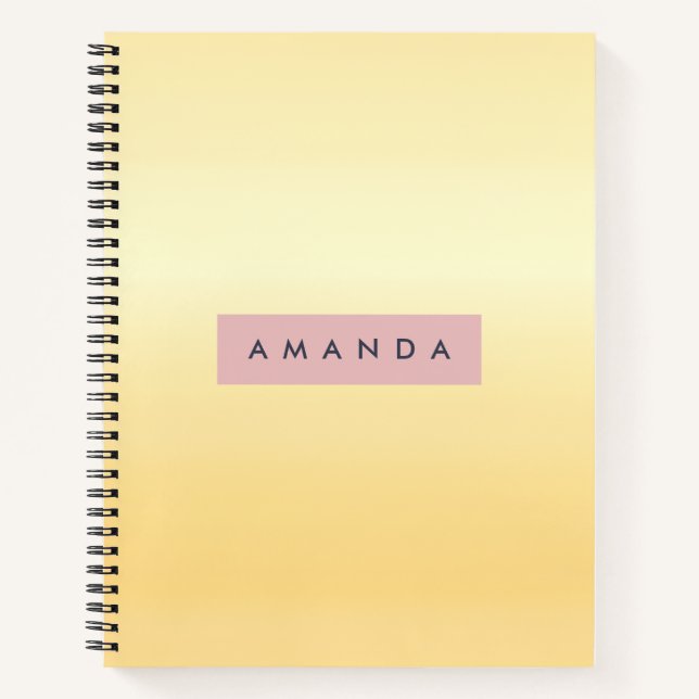 Cuaderno Pastel Personalizado Amarillo Suave Ombre (Anverso)