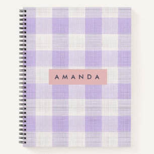 Cuaderno Pastel Personalizado de Cuadros de Cuadros Lavanda