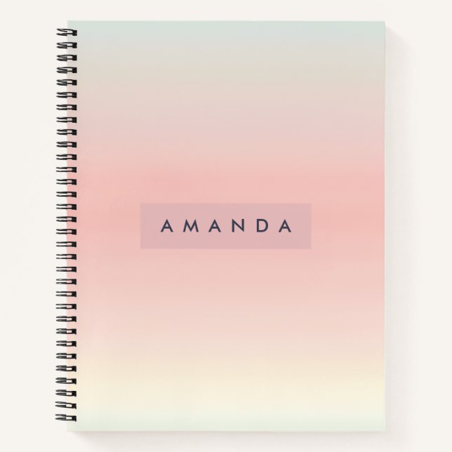 Cuaderno Pastel Personalizado Desvanecimiento de Rubor de M (Anverso)