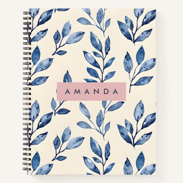 Cuaderno Pastel Personalizado Elegante Hoja Azul (Anverso)