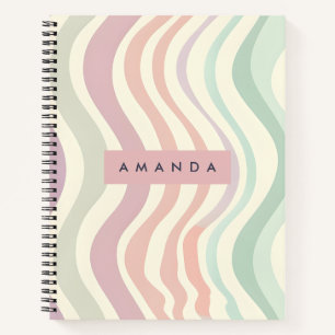 Cuaderno Pastel Personalizado Estilo de Raya Ondulada
