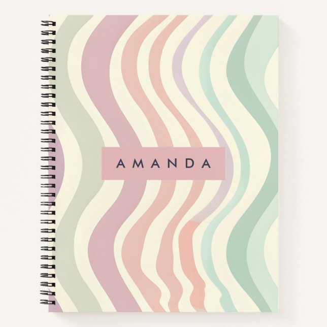Cuaderno Pastel Personalizado Estilo de Raya Ondulada (Anverso)