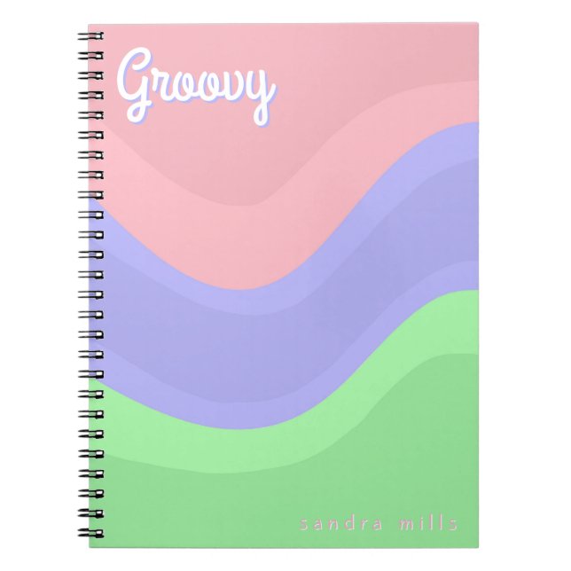Cuaderno pastel personalizado groovy (Frente)