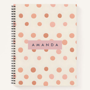 Cuaderno Pastel Personalizado Melocotón y Lunares Rosados