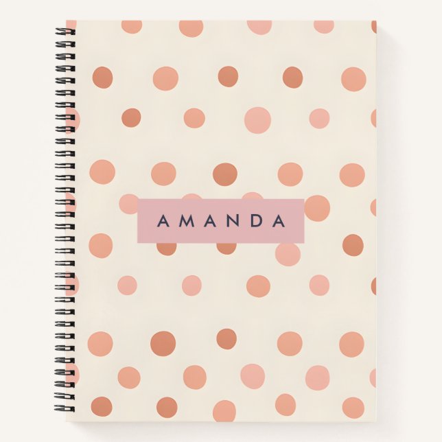 Cuaderno Pastel Personalizado Melocotón y Lunares Rosados (Anverso)