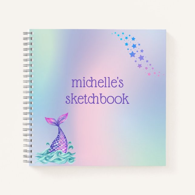 Cuaderno Pastel Personalizado Sirena Arcoíris (Anverso)