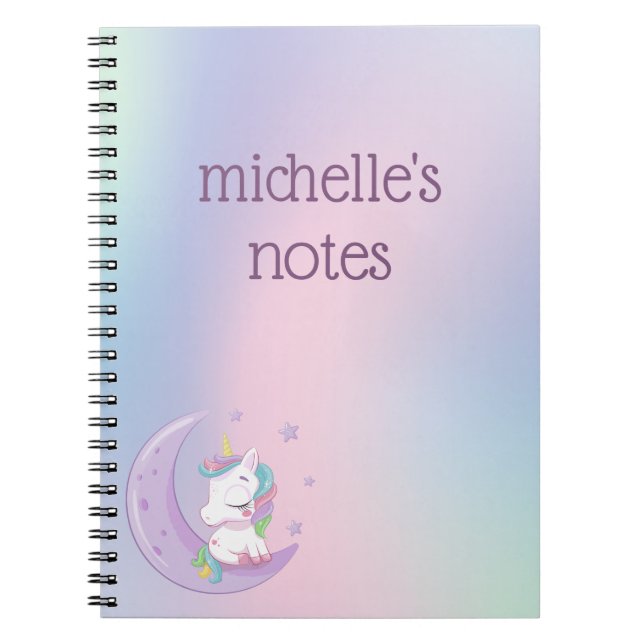 Cuaderno Pastel Personalizado Unicornio Arcoíris (Frente)
