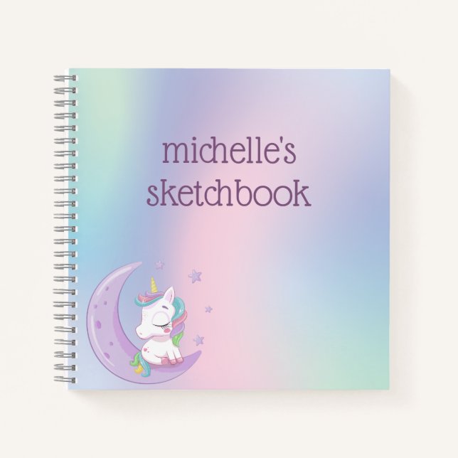 Cuaderno Pastel Personalizado Unicornio Arcoíris (Anverso)