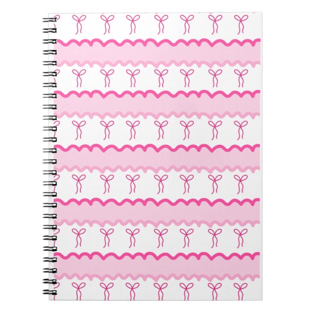 Cuaderno Pastel Pink Bow Seamless Pattern – Cute Aesthetic  (Frente)