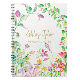 Cuaderno Pastel Pink floral giratoria lindo personalizado