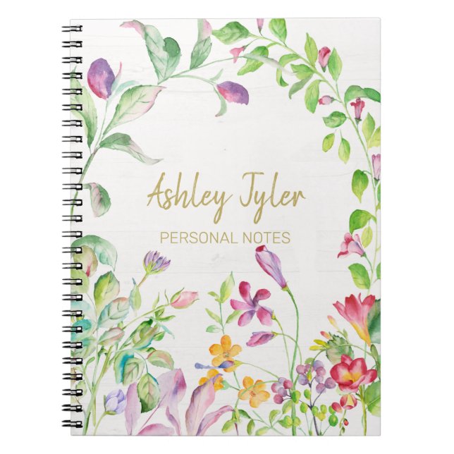 Cuaderno Pastel Pink floral giratoria lindo personalizado (Frente)