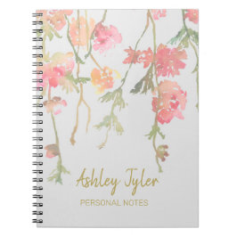 Cuaderno Pastel Pink floral giratoria lindo personalizado