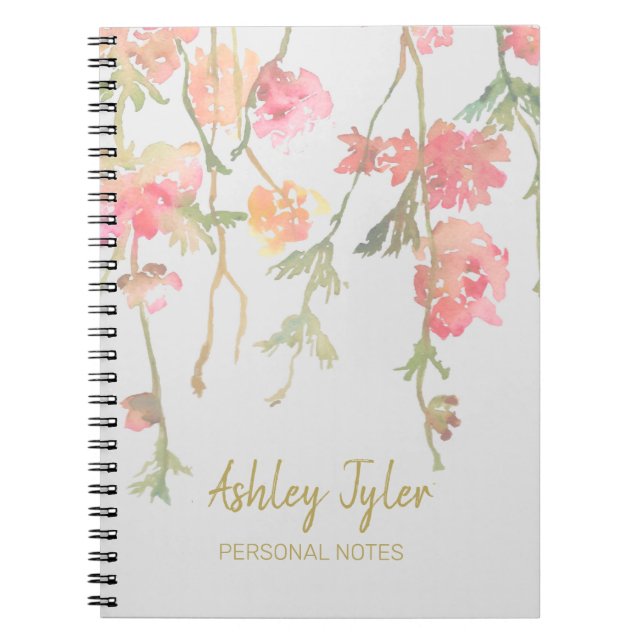 Cuaderno Pastel Pink floral giratoria lindo personalizado (Frente)