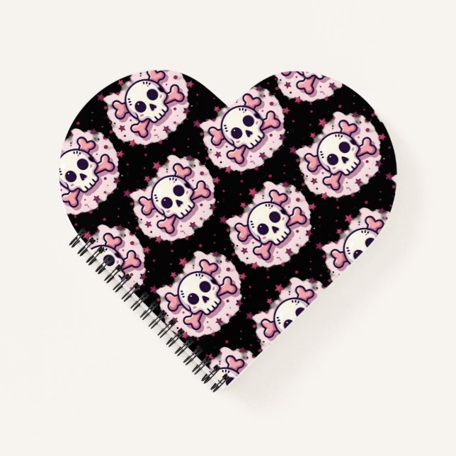 Cuaderno Pastel Pink Skull and Crossbones (Anverso)