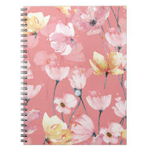 Cuaderno Pastel Poppies: Floral acuarela sin soldadura.