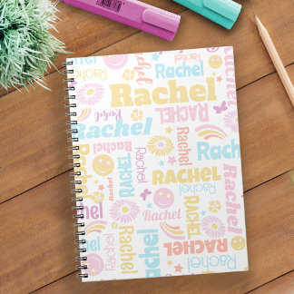 Cuaderno Pastel preppy smilie se enfrenta a star nombre per